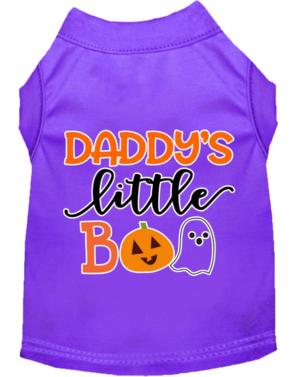 Daddy's Little Boo Screen Print Dog Shirt Purple XS